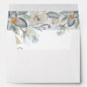 Mint Greenery & White Floral Envelope