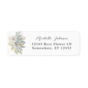 Mint Greenery & White Floral Return Address