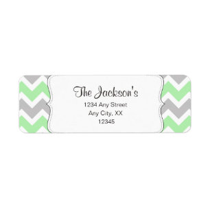 Mint Grey Chevron baby shower return address