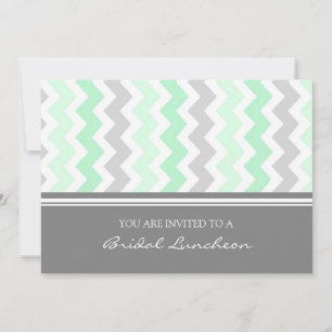 Mint Grey Chevron Bridal Lunch Invitation