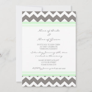 Mint Grey Chevron Engagement Party Invitations