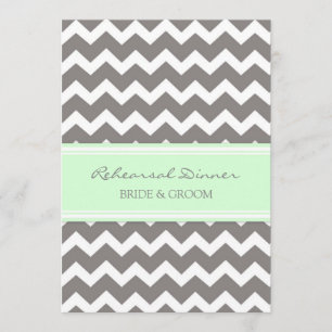 Mint Grey Chevron Rehearsal Dinner Party Invitation