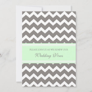 Mint Grey Chevron Wedding Vow Renewal Invitations