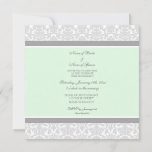 Mint Grey Damask Engagement Party Invitations