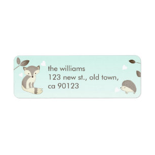 Mint Grey Fox Hedgehog Return Address Labels