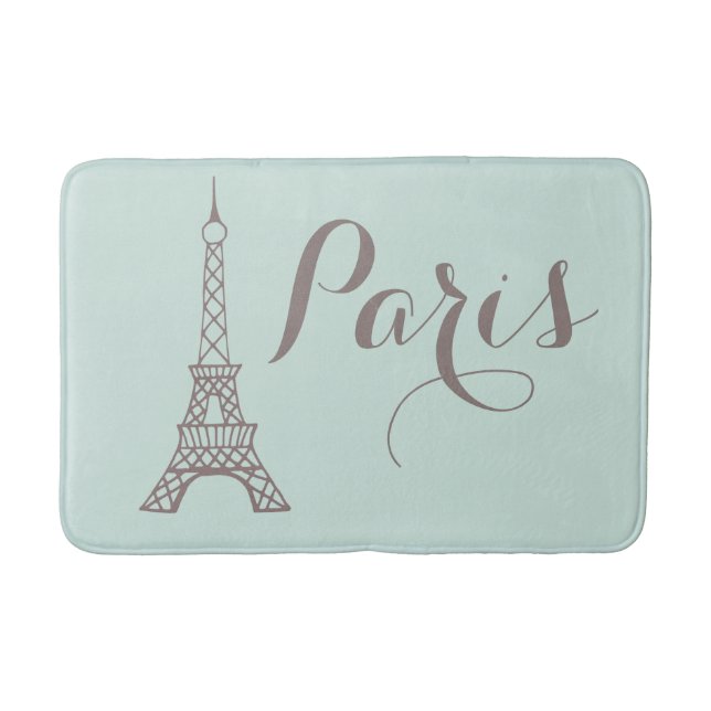 Mint Grey Paris Eiffel Tower Bath Mat (Front)