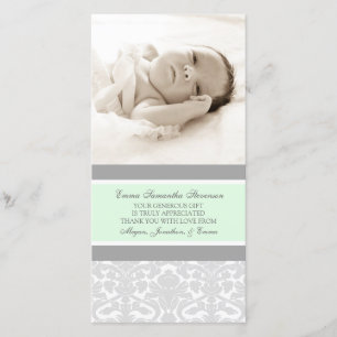 Mint Grey Thank You Baby Shower Photo Cards