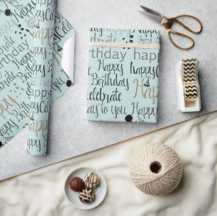 Mint Happy Birthday Wrapping Paper