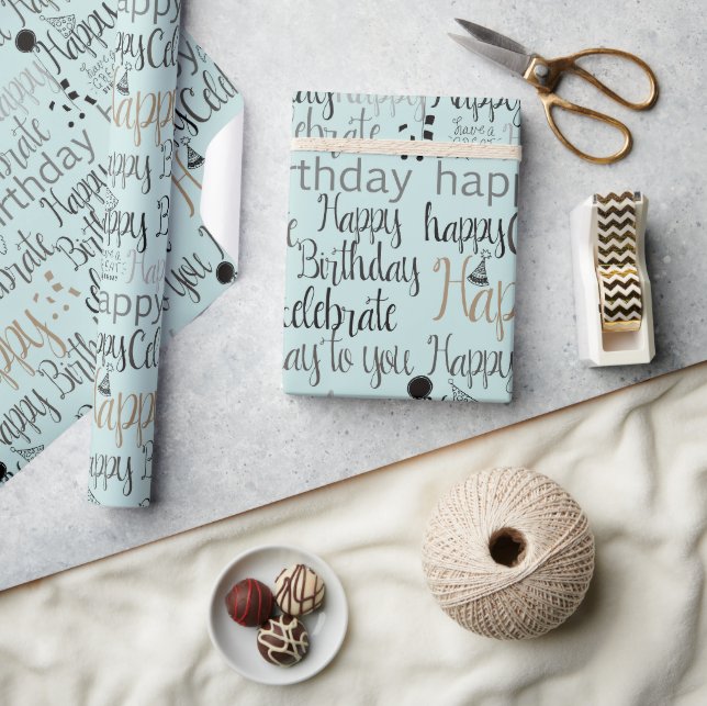 Mint Happy Birthday Wrapping Paper (Crafts)