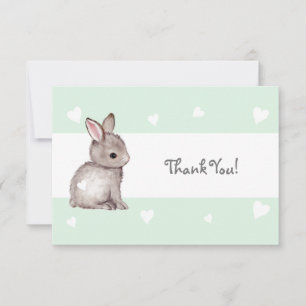 Mint Heart Bunny Thank You Card