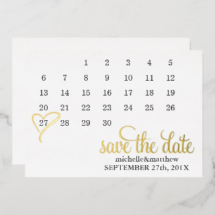 Mint Heart Calendar Wedding Save the Date