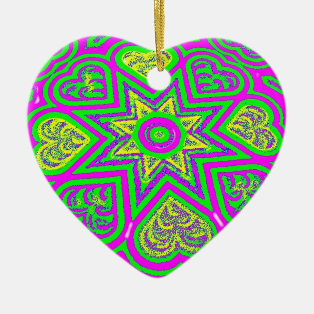 Mint Heart & Stars  Ornament (Front)
