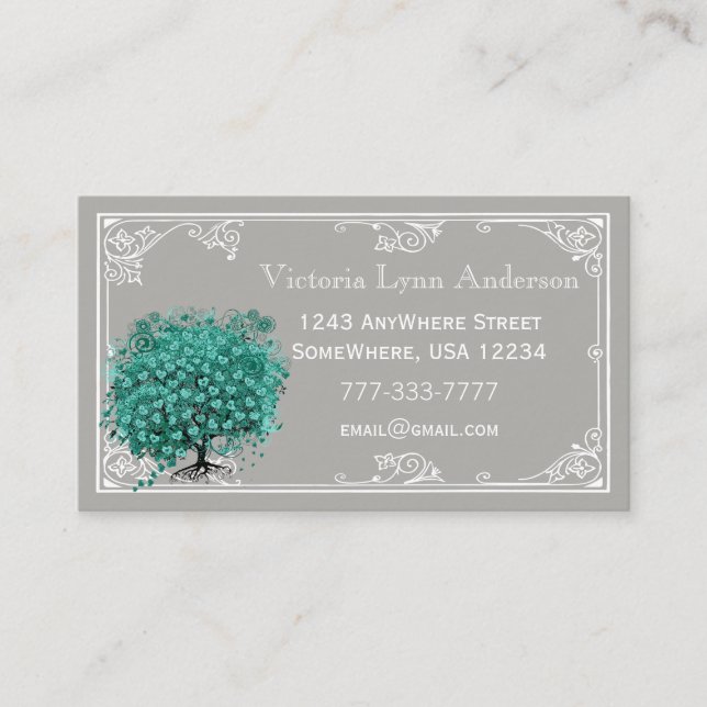 Mint Heart Tree Business Card (Front)