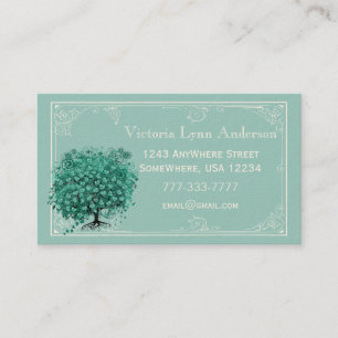 Mint Heart Tree Business Card