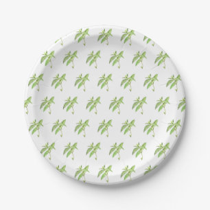 Mint herb botanical plants green garden watercolor paper plate