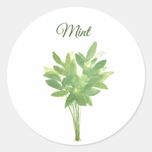 Mint Herb Greenery Kitchen Culinary Green Chic  Classic Round Sticker