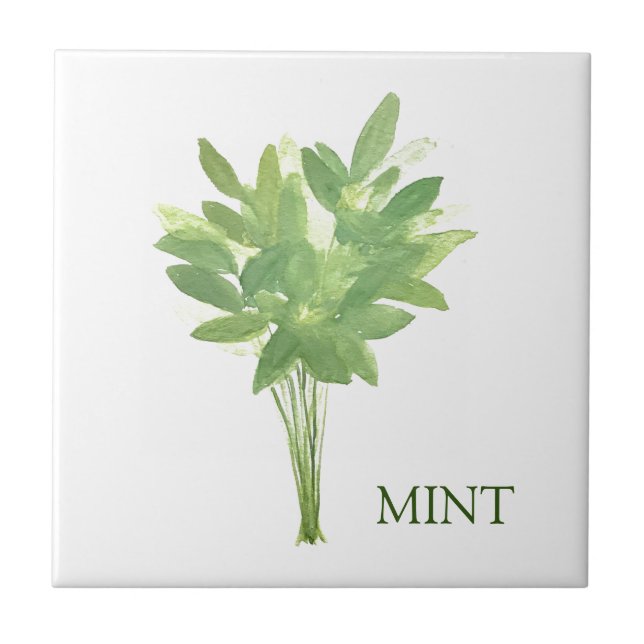 Mint Herb Greenery Kitchen Thyme Sage Green  Tile (Front)