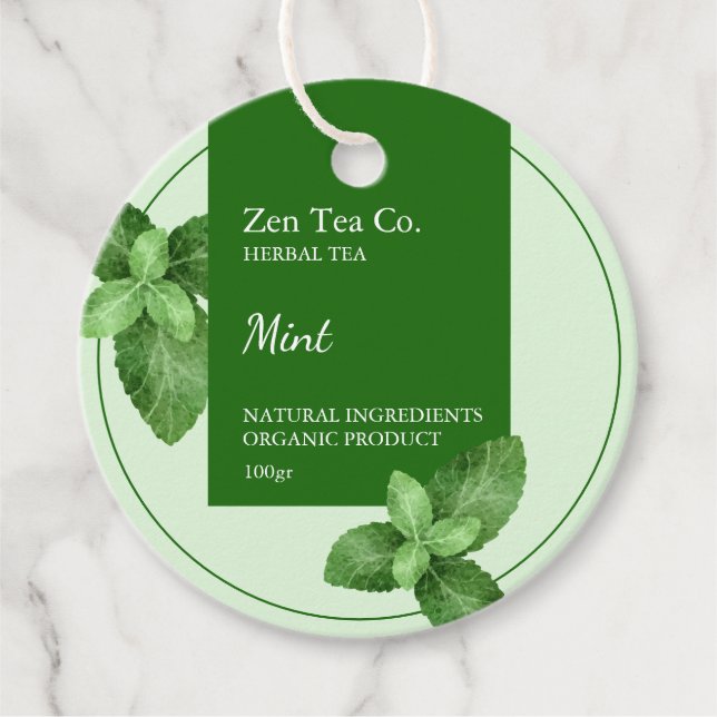 Mint Herbal Tea Business Tag (Front)