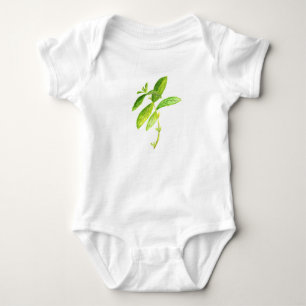 Mint herbs watercolor Baby Botanical Garden Bodysuit