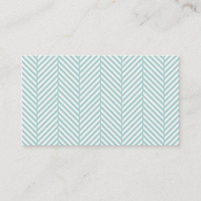Mint Herringbone Business Card Template (Front)
