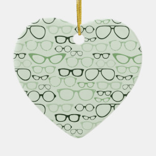 Mint Hipster Glasses Ceramic Tree Decoration