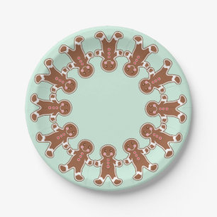 Mint Holiday Gingerbread Boys Paper Plates