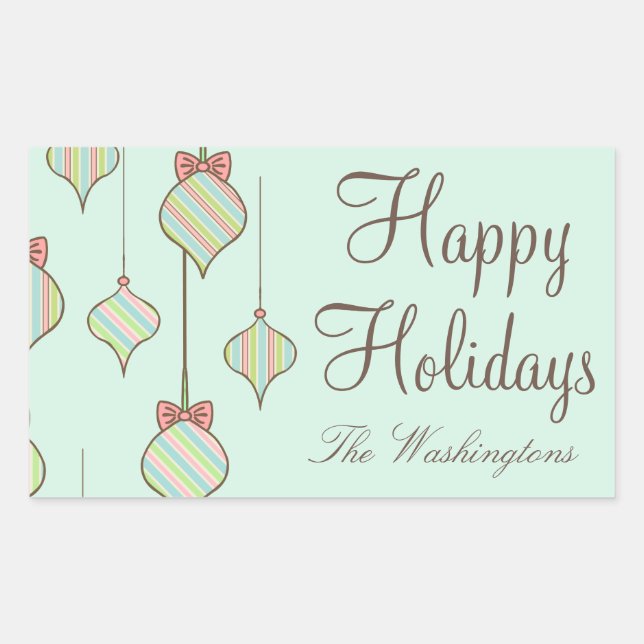 Mint Holiday Ornament Stickers (Front)