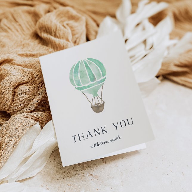 Mint Hot Air Balloon Personalized Thank You Card (Creator Uploaded)