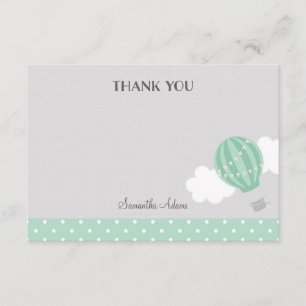 Mint Hot Air Balloon Thank You Card