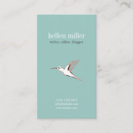 Mint hummingbird elegant minimal cute visit card