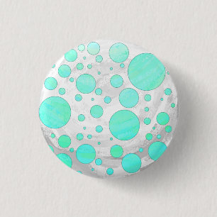 Mint Ice Aqua Blue Polka Dots 3 Cm Round Badge