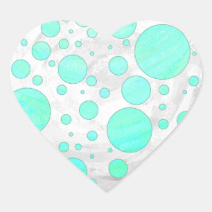 Mint Ice Aqua Blue Polka Dots Heart Sticker