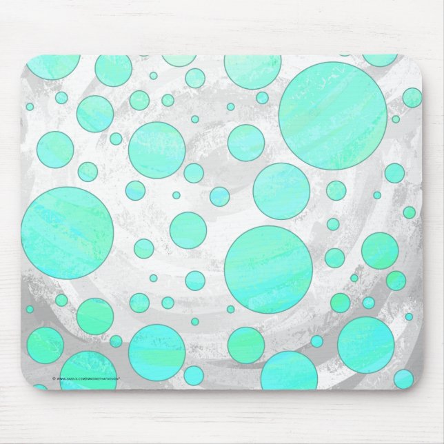 Mint Ice Aqua Blue Polka Dots Mouse Mat (Front)