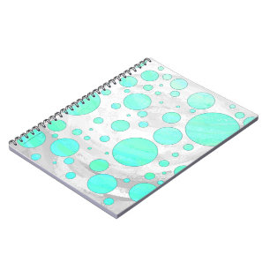 Mint Ice Aqua Blue Polka Dots Notebook