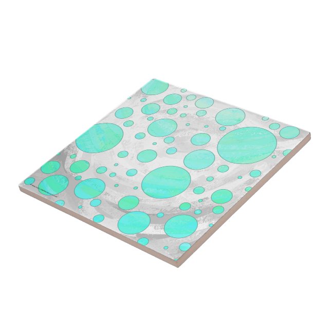 Mint Ice Aqua Blue Polka Dots Tile (Side)