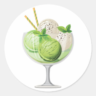 Mint Ice Cream Classic Round Sticker