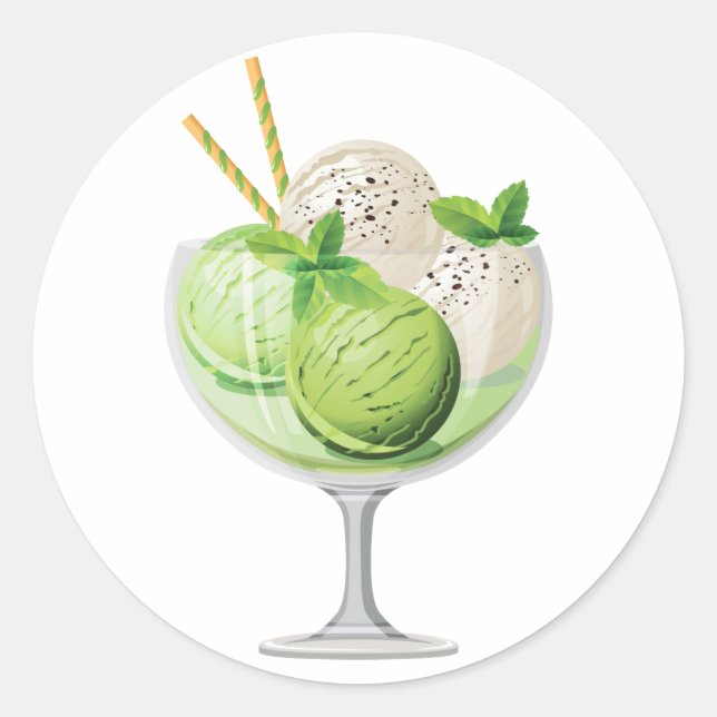 Mint Ice Cream Classic Round Sticker (Front)