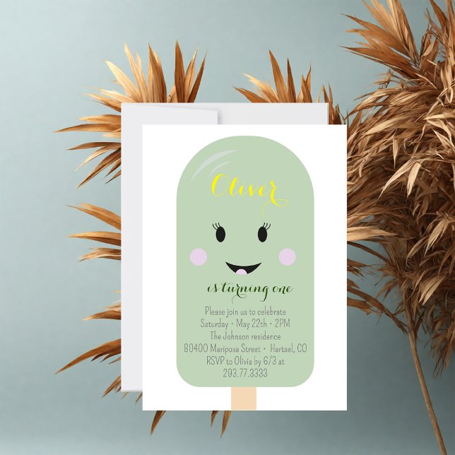 Mint Ice Cream Cone Scoop Confetti Birthday Party Invitation (Creator Uploaded)