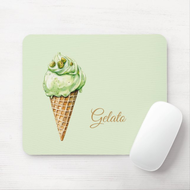 Mint Ice Cream Gelato Birthday  Mouse Mat (With Mouse)