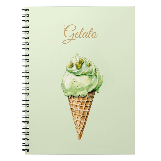 Mint Ice Cream Gelato Birthday  Notebook (Front)