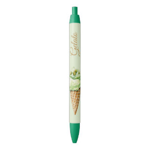 Mint Ice Cream Gelato Black Ink Pen