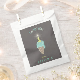 Mint Ice Cream Sparkler Boy 1st Birthday Thank You Favour Bags