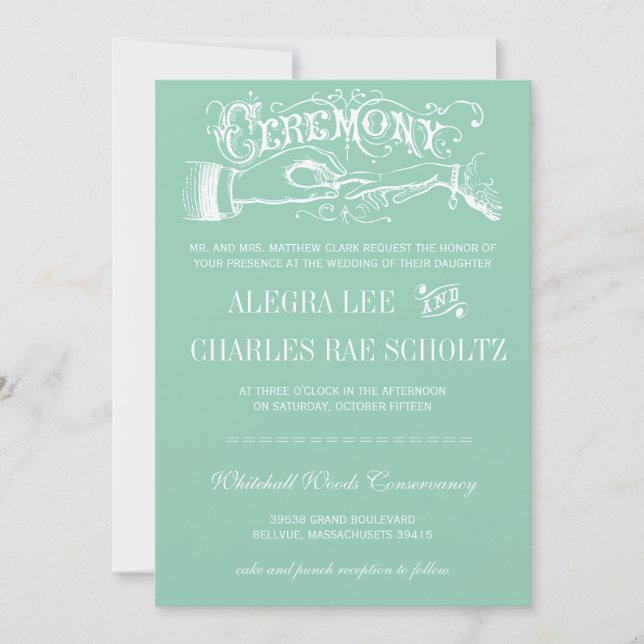 Mint Jade Typography Chalkboard Any colour Invitation (Front)