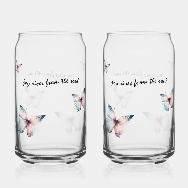 Mint Joy Rises from the Soul Butterfly  Can Glass (Front)