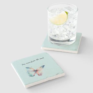 Mint Joy Rises from the Soul Butterfly Stone Coaster