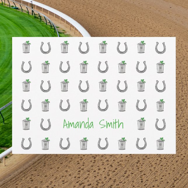 Mint Julep and Horseshoe Preppy Derby Party Thank You Card (Creator Uploaded)