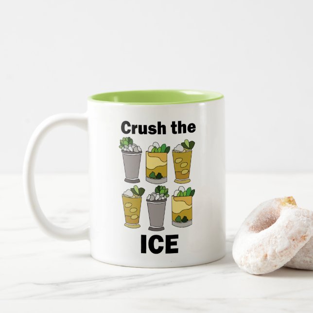 Mint Julep Cocktail Crush The Ice Funny Two-Tone Coffee Mug (With Donut)
