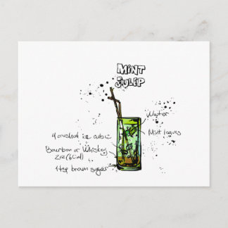 Mint Julep Cocktail Recipe Postcard