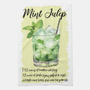 Mint Julep Cocktail Recipe Tea Towel