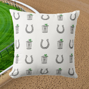 Mint Julep Cocktails and Horseshoes Derby Party Cushion